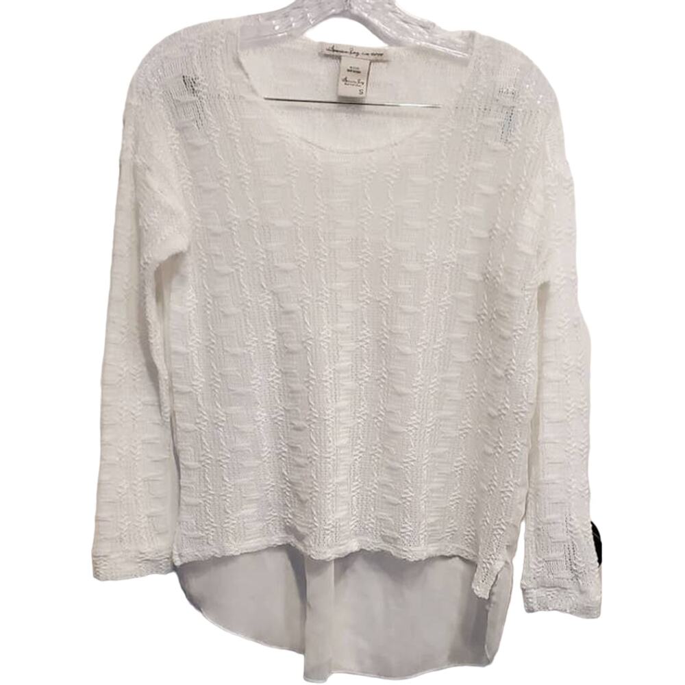 American Rag Light Weight Knit Sweater Semi Sheer back Flowy Size Small